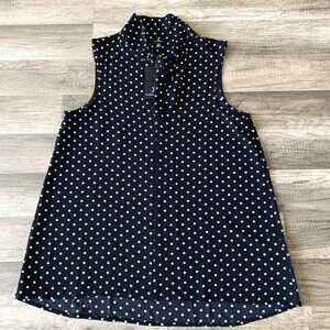 Jules & Leopold black blouse women white polka dot sleeveless top size S